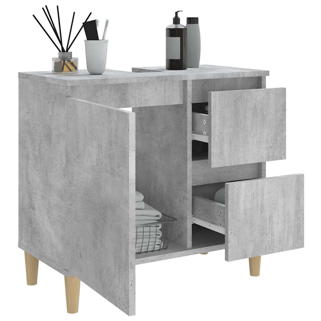 Armadietto da bagno grigio cemento, 65 x 33 x 60 cm, in legno di