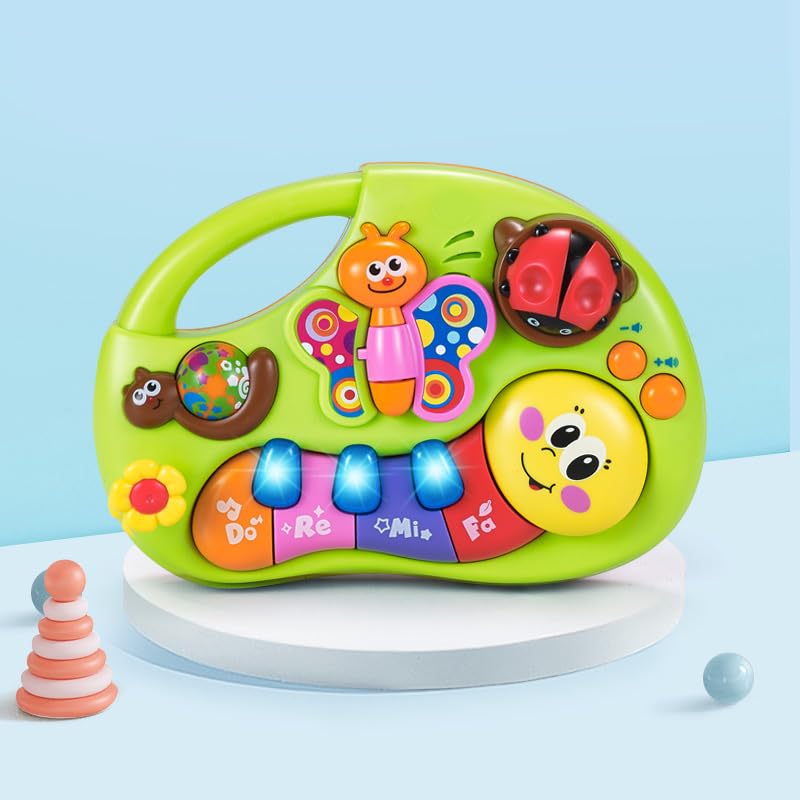 Hola Smile Face Fun Keyboard - Interactive Baby Piano with 2 Modes (Learning & Music), Educational Toy with 1-2-3’s, Colors, Sounds, Musical Notes, and Sensory Stimulation for Toddlers 6M+