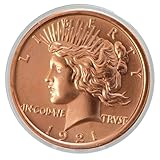 Peace Dollar Design 1 oz Pure .999 Copper Round Collectible Coin in Capsule