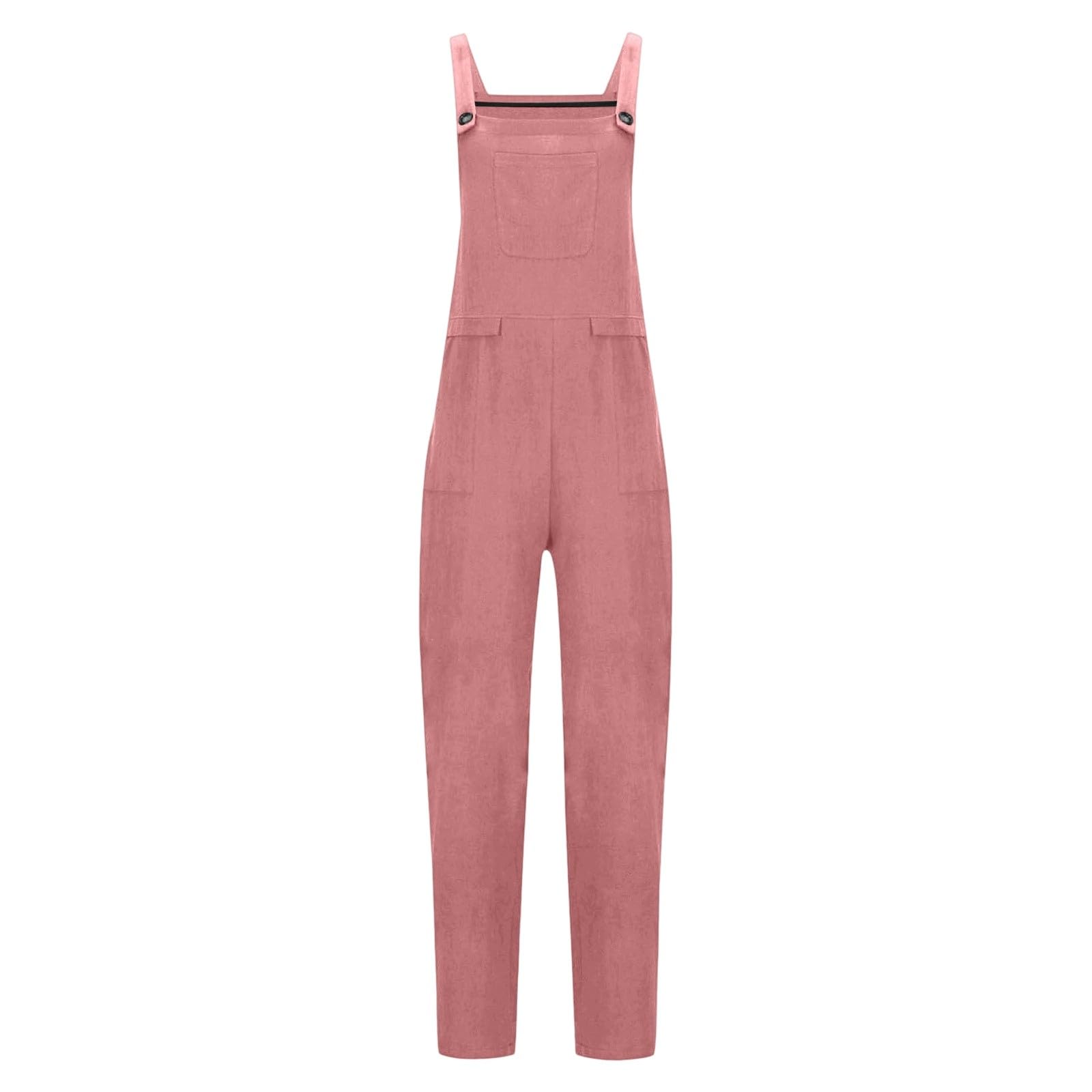 Pantalon long décontracté ample avec bretelles réglables dans le dos et lien autour du cou, combinaison tout-en-un pour femme, idéal pour un look casual ou d'intérieur, doté de poches latérales