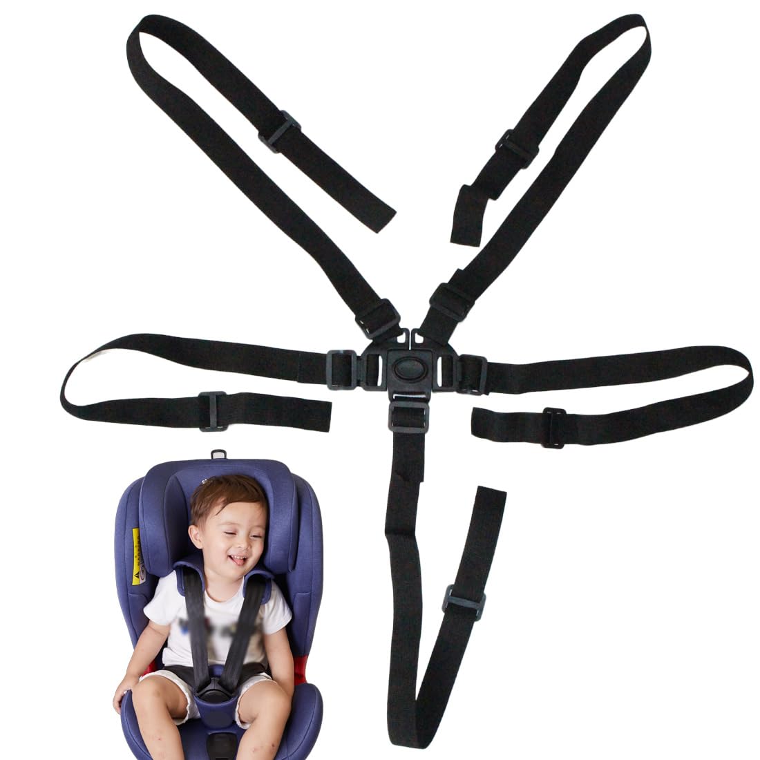1 Pezzo Seggiolone Foppapedretti Ricambi, Cintura Sicurezza Regolabile 5 Punti Per Passeggino E Seggiolone, Larghezza 2.5Cm, Colore Nero