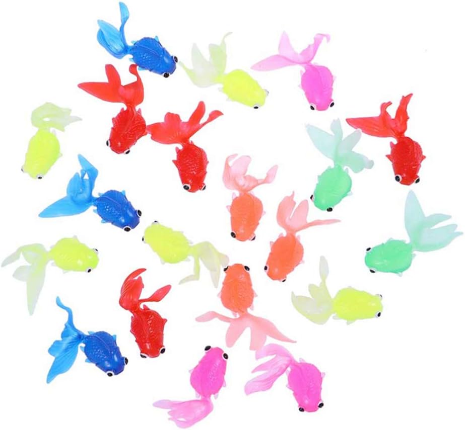 Amosfun 50 Pcs Plastic Vinyl Goldfish Artificial Floating Goldfish Model Figures Ornament Aquarium Decor Fish Tank Decoration Party Favors