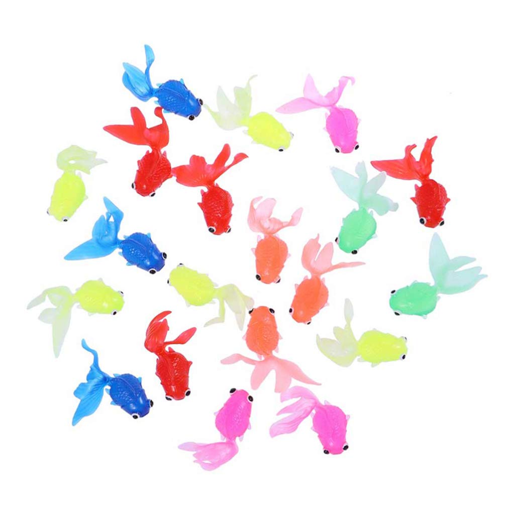 Amosfun 50 Pcs Plastic Vinyl Goldfish Artificial Floating Goldfish Model Figures Ornament Aquarium Decor Fish Tank Decoration Party Favors