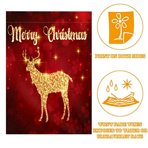 Drapeau de jardin cerf doré 30x45 cm en polyester pongé double face