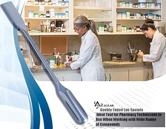 A2Z-DE010 Stainless Steel Double Ended Micro Lab Scoop Spoon Half Rounded & Flat End Spatula Sampler, 6 Length