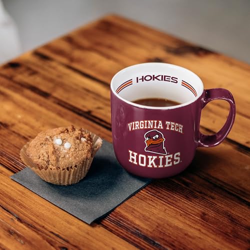 Image of Logo Brands NCAA Virginia Tech Hokies 15 oz Stripe Coffee Mug - Vintage Team Logo, Inside Print & Stripes, Microwave & Dishwasher Safe- Great Gift For Fans & Alumni