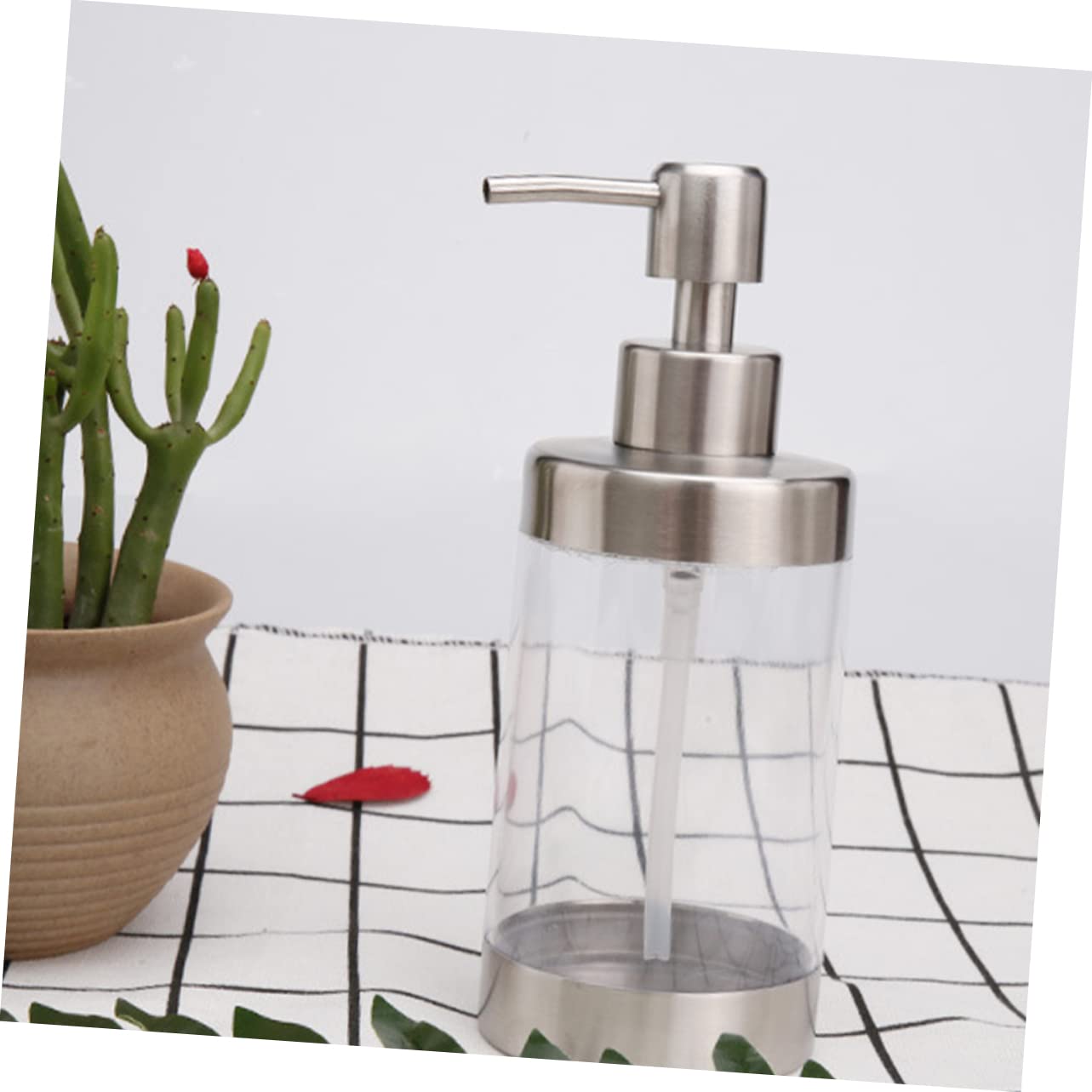 LABRIMP Dispensador De Jabón De 2 Piezas Bomba Comercial Transparente De Acero Inoxidable para Artículos De Tocador Dispensador De Loción Contenedor Rellenable Reutilizable para