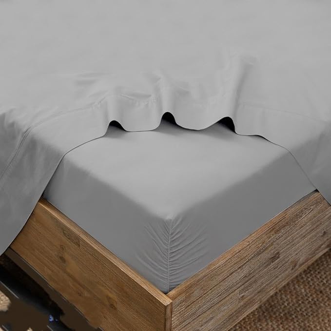 Image of Bedsheet Microfiber with 2 Pillow Cover chadar - Soft and Breathable - Flat Sheet with Pillow Cases - for Single Size Bed Sheet - Fade Resistance and Wrinkle Free - Light Grey Single