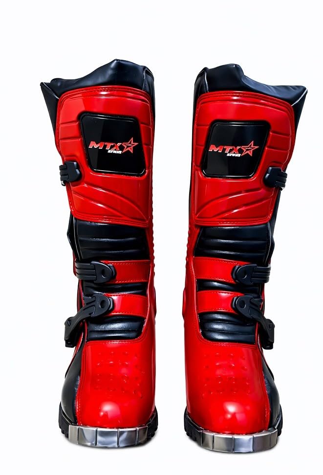 Botas motocross MTR niño rojas con hebillas ajustables
