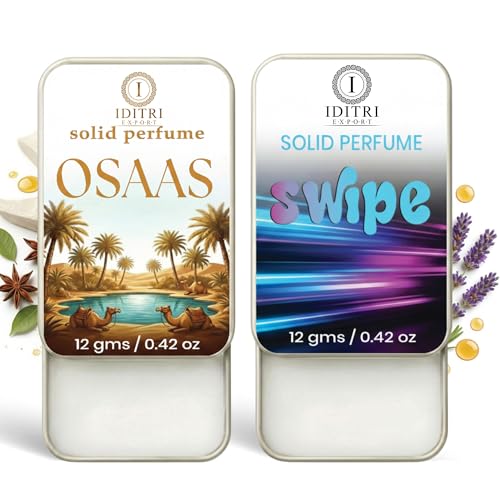 Image of IDITRI EXPORT Solid Perfume |Osaas&Swipe Alcohol Free Wax Perfume Balm, Long Lasting | Pocket Tin 12g, Pack Of 2| Non Greasy Smooth Glide, Travel Friendly Men And Women
