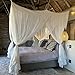 UB-STORE 100% Cotton Bed Canopy for Queen and King Size Bed | Handmade Luxury Mosquito Net Bedroom Curtains | Decorative Rectangular Shape Netting for Home with 4 Doors