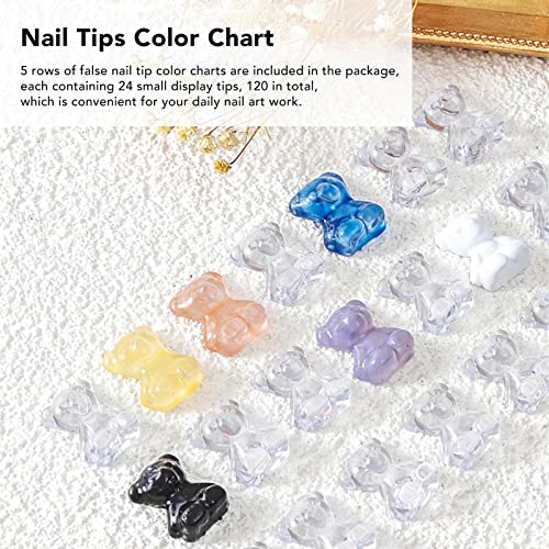 120 Tips Nail Color Card,Bear Shape Nail Color Display Card Nail Tips Color Chart Nail Art Practice For Manicuris,Transparent #TOP1