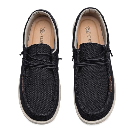 Image of Men's Canvas Loafers, Slip On Casual Shoes | Hands Free, Lightweight, Comfortable, Breathable Upper, Walking Shoes, Stretch, Travel, Vacation, Everyday Wear