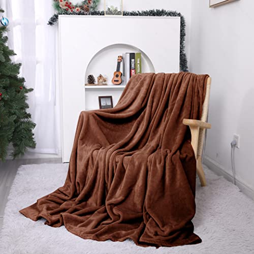 Rerelife Flannel Throw Blanket - Soft And Lightweight Blankets For Couch And Bed - Cozy Throw Fleece Blanket For Ultimate Comfor (Coffee Brown, 40X60In) #TOP22