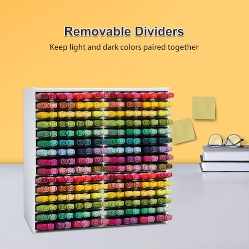 Image of SANFURNEY Marker Pen Organizer Holder for 240 Markers, Craft Art Supply Storage Rack, Desktop Art Marker Pens Colored Pencils Holder Storage Case for Home Classroom Office