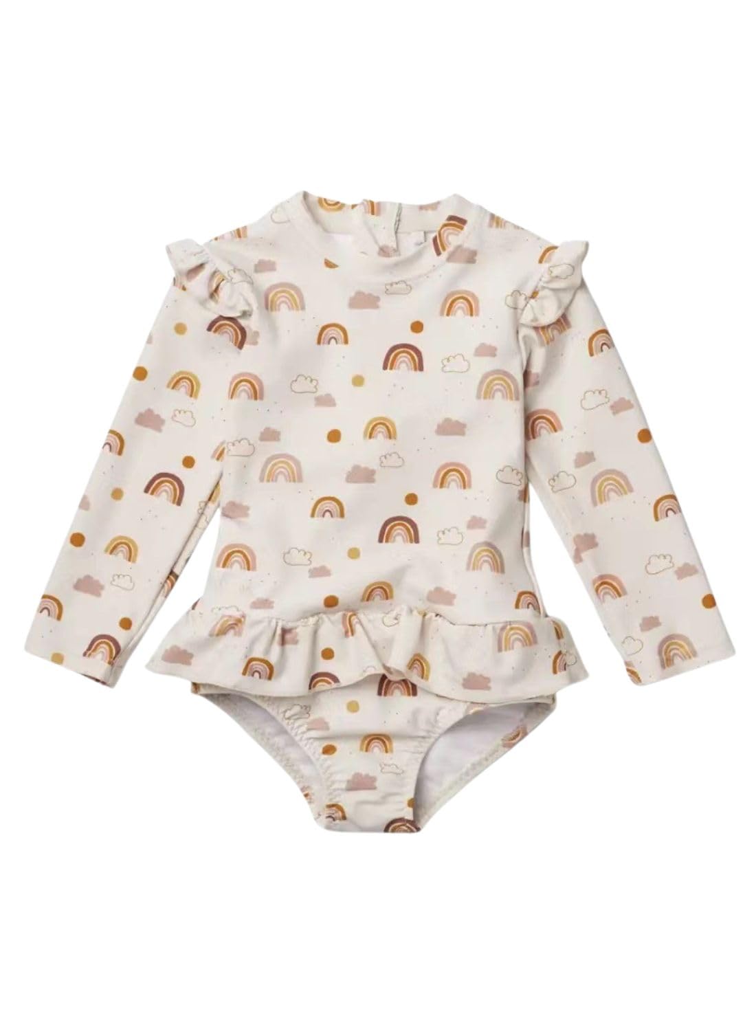 [Libaby] ベビー 水着 ラッシュガード 女の子 UVカット 紫外線カット 帽子付き 80 90 100 120 130 長袖 ワンピース フリル ファスナー 日焼け防止 - 3
