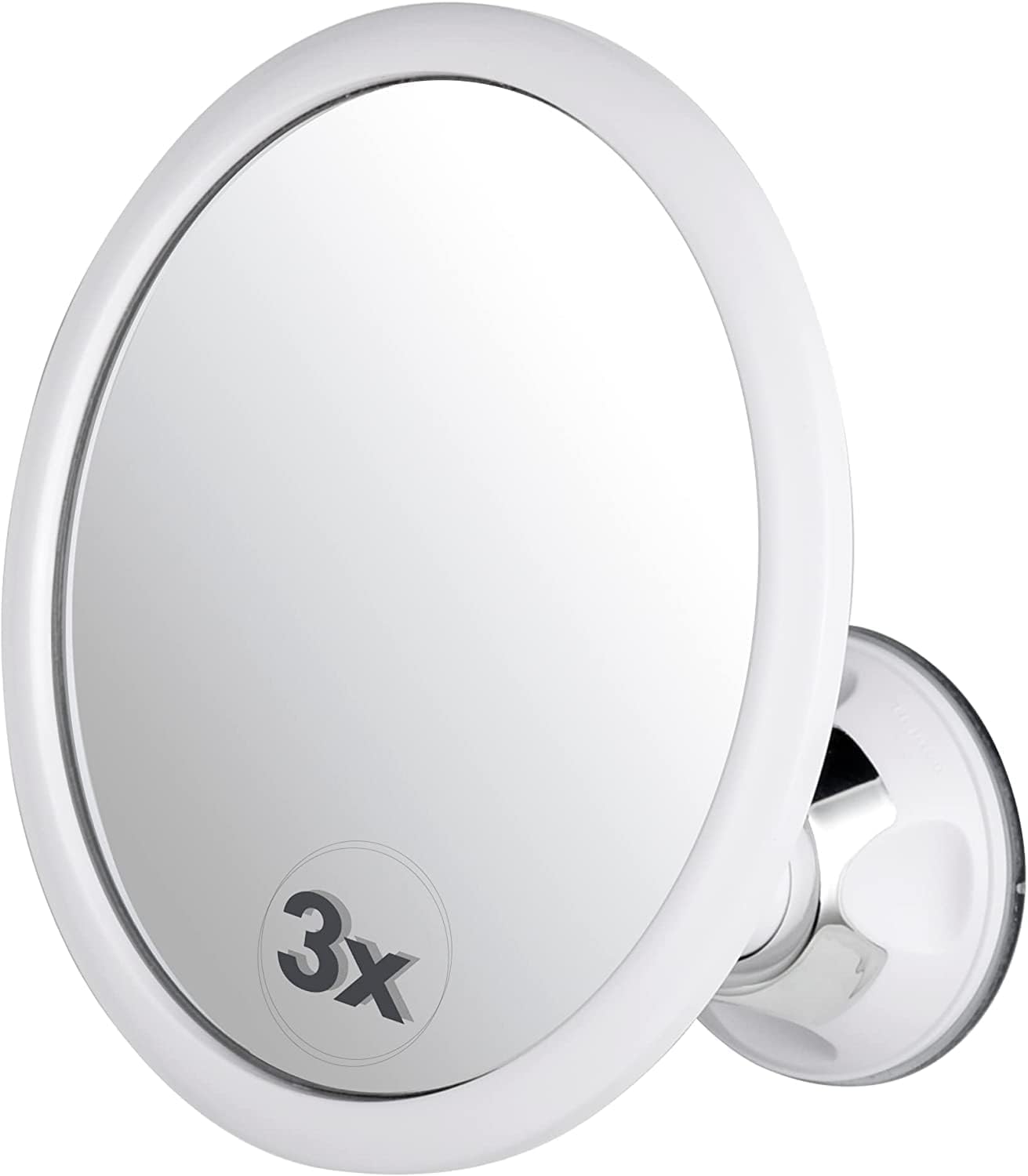 Mirrorvana Miroir de Douche Rond grossissant 3X pour Rasage sans buée avec Ventouse Solide, Miroir incassable pivotant à 360°, 17 cm de diamètre