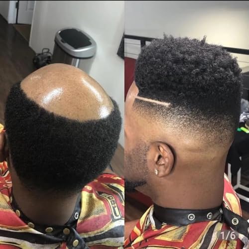 Afro Toupee for Black African Men - Curly Afro Hair Replacement Unit, Men's Weave, Bald Wig, Afro Man Wig