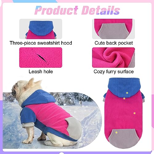 Image of BEAUTYZOO Fleece Dog Hoodie Sweatershirt with Pocket and Leash Hole, Stretchy Small Medium Large Sized Dogs Clothes for Fall Winter Cold Days, Color Designer Warm Dog Jackets,French Bulldog Coats