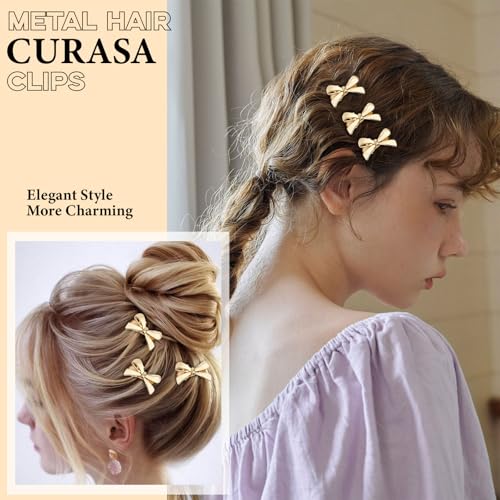 Pinzas pequeñas metálicas doradas para cabello 8 unidades miniatura 6