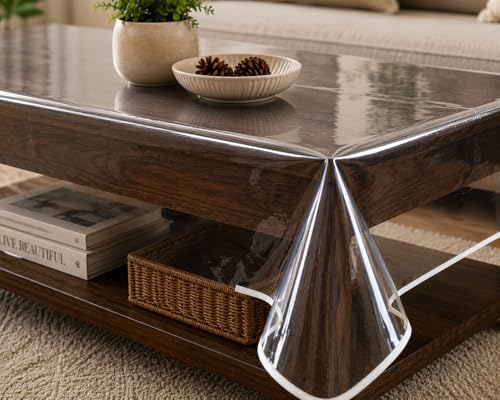 Image of CASA-NEST Centre Table Cover 2-4 Centre Transparent with Attractive Piping Border Table Cover Size-40x60 inch