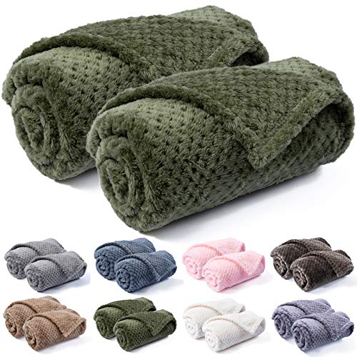 Image of Pet Blanket for Dogs or Cats - Warm Soft Fuzzy Plush Fleece Throw for Puppy, Kitten, Small, Medium, Large Pets - Bed, Couch, Sofa, Travel (S /24 inch x 32 inch, Dark Green)