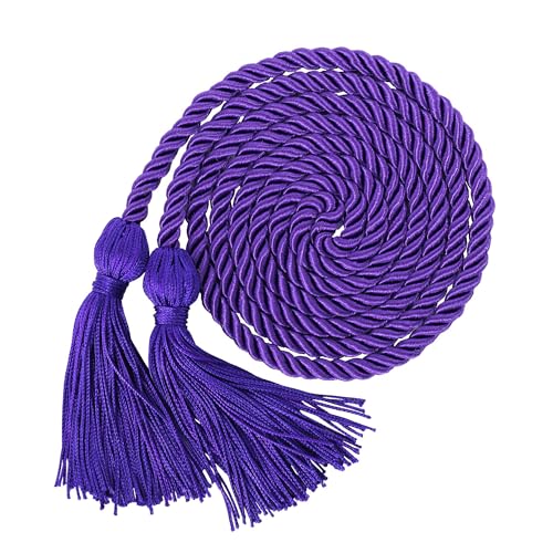 SAMDEEMI Solid & Multi-Color Graduation Honor Cord Rope with Tassel 68 Long for High School College Graduation Ceremony Purple