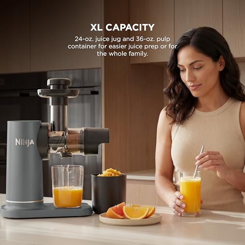 Ninja NeverClog Cold Press Juicer, 24oz Jug, 36oz Pulp, Charcoal, JC151 | 150W high-torque auger juices fibrous fruits & veggies. Total Pulp Control, 2 one-touch programs. Dishwasher safe. - image 7