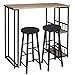 Produktbild WOLTU BT25hei+BH130sz-2 1x Bartisch + 2X Barhocker Stehtisch Bistrotisch Bartheke Tresentisch, mit 2 Ablagefläche, Metallgestell, MDF, 120x50x105cm(BxTxH)