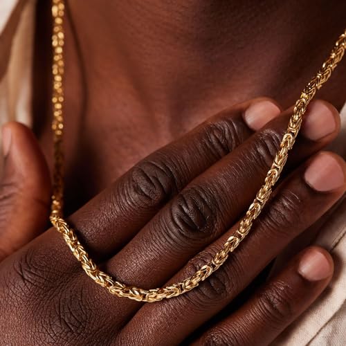 Lucardi Heren Zilveren Vergulde Herenketting Koningsschakel - Ketting - 925 Zilver - Goud - 45 cm, 3, Zilver, Geen - Afbeelding 3