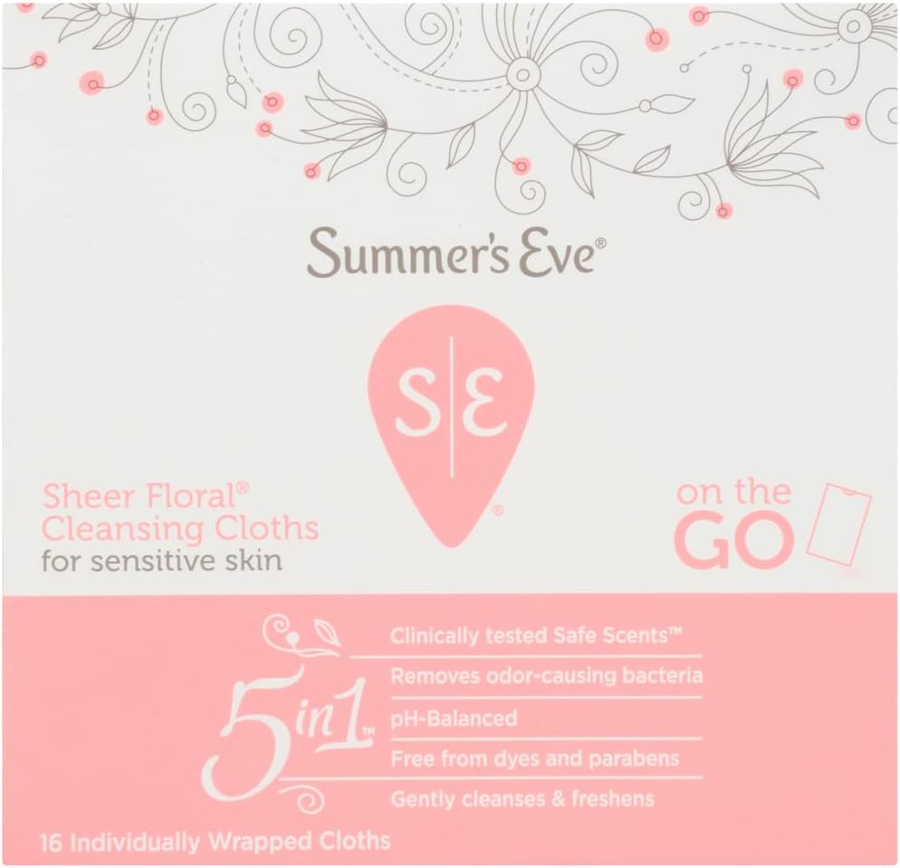 Feminine Cleansing Cloths For Sensitive Skin Sheer Floral, 16 Count