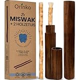 ORINKO 2 Siwak Stäbe + 2 Holzetuis – Miswak Zahnbürste natürlich, umweltfreundlich und vegan – traditionelle Mundpflege und Zahnaufhellung