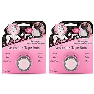 Hollywood Fashion Secrets Accessory Tape Dots – Double Sided Tape Dot for Securing Straps, Clear Adhesive Dots for Clothes and Wardrobe Fixes, 25 ct, Pack of 2