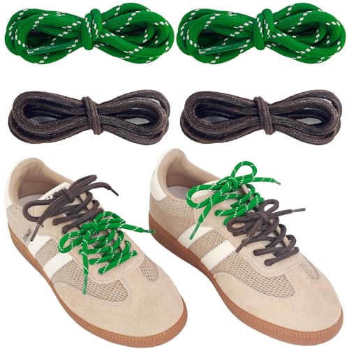 UamGlsob Kit DIY de 4pc de Lacets Multicolores, Mix de Lacets Ronds en Cuir et Plats, pour Sneakers, Bottes et Baskets - Accessoire pour Personnaliser Vos...