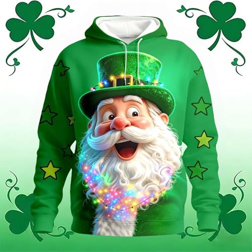 Sudadera divertida con capucha y bolsillo irlandés para celebrar San Patricio con orgullo 2