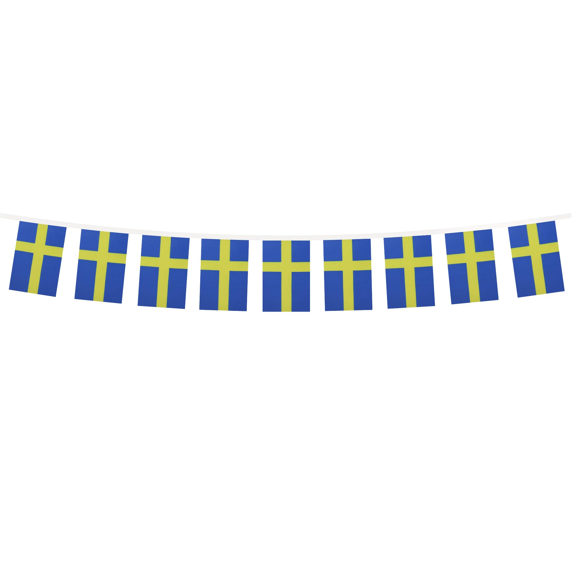 AZ FLAG Guirnalda 6 Metros, 20 Banderas de Suecia 21x15 cm, Bandera Sueca 15 x 21 cm - Banderines Suecos
