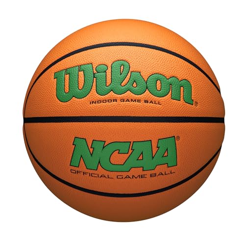WILSON NCAA Evo NXT Official Indoor Game Basketball - Green/Orange, Size 7-29.5"