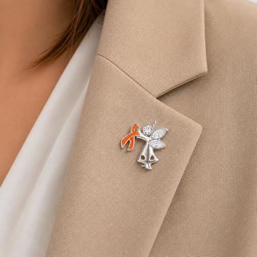 Image of 1 /2 /5 /10 /25 /50pcs Orange Ribbon Awareness Pins for Kidney Cancer, Leukemia, Multiple Sclerosis, Hunger, Gun Violence /Mass Shooting Awareness - Perfect for Support Groups, Gift-Giving, and Fundraisers
