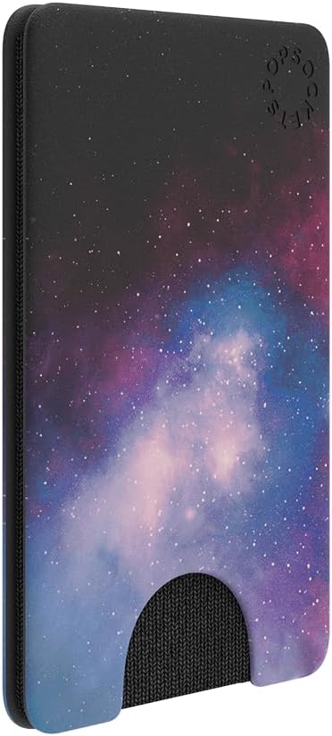 PopSockets Minimalist Slim Phone Wallet, Phone Card Holder, Wireless Charging Compatible, Wallet Without Grip Compatible with MagSafe- BL Galaxy