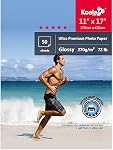 Koala Ultra Papier photo Premium 11x17 En papier photo Glossy pour imprimante jet d'encre imperméable 50 Feuilles 72lb