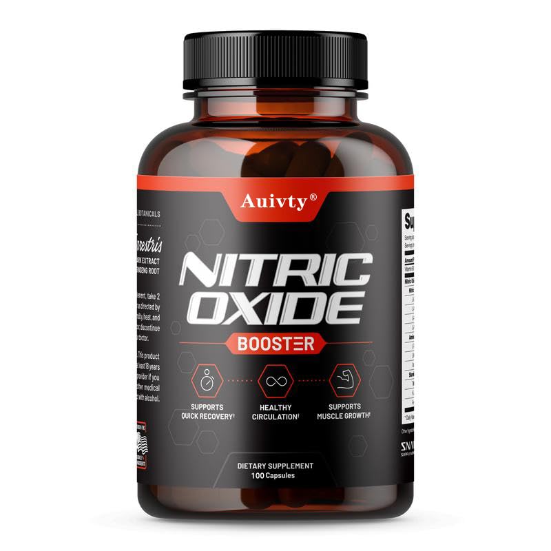 Image of Nitric Oxide Booster Supplement - L-Arginine, L-Citrulline & Beet Root - Energy & Performance Support - 100 Vegan Capsules, Made in USA