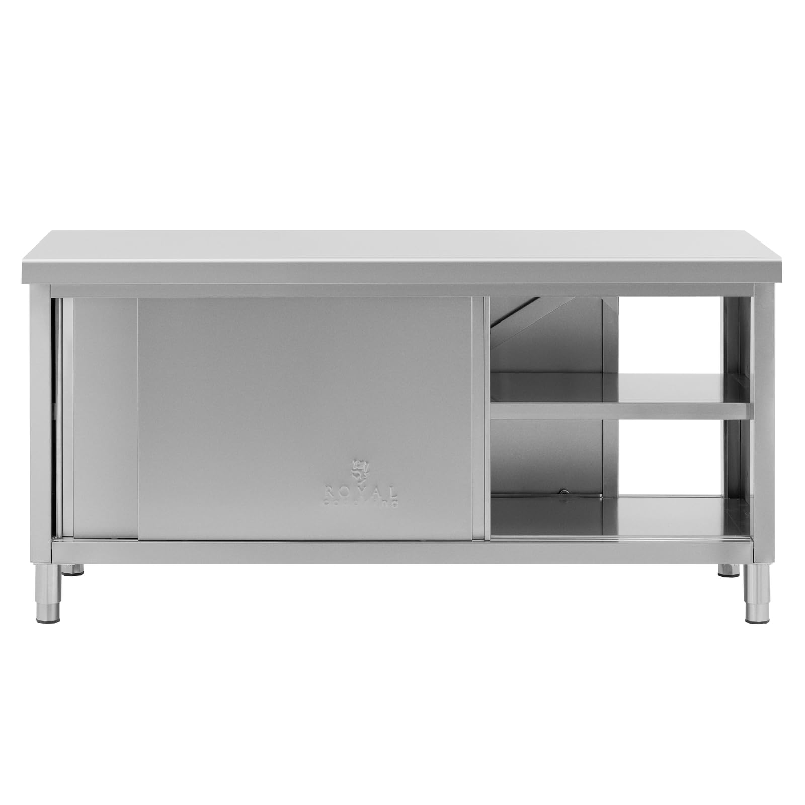 Royal Catering Mueble neutro de acero inoxidable con pasaplatos ECO 180 x 70 cm 500 kg Armario pasaplatos Armario de acero inoxidable Mueble de acero inoxidable Mueble neutro de hostelería