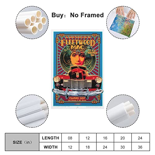 Mangd Fleetwood Mac Concert Poster Vintage Poster Rock Band Poster For Room Aesthetic Poster Decorative Painting Canvas Wall Art Living Room Posters Bedroom Painting 24X36Inch thumb #1