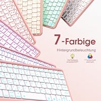 Vobafe Bluetooth Tastatur mit Touchpad, 7-farbiges Backlight iPad Tastatur – Ansicht 4