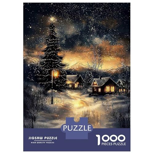 Puzzle de 1000 piezas de papel con paisaje de cabaña nevada de invierno 70x50 cm 2