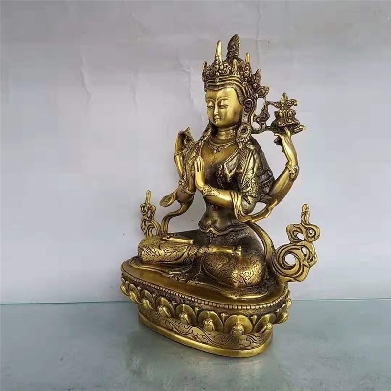 Estatua de Buda Adornos Zen Guanyin Decoración for el hogar Artesanías de Cobre Esculturas Decorativas Feng Shui for la Oficina Estatua de Buda al Aire Libre