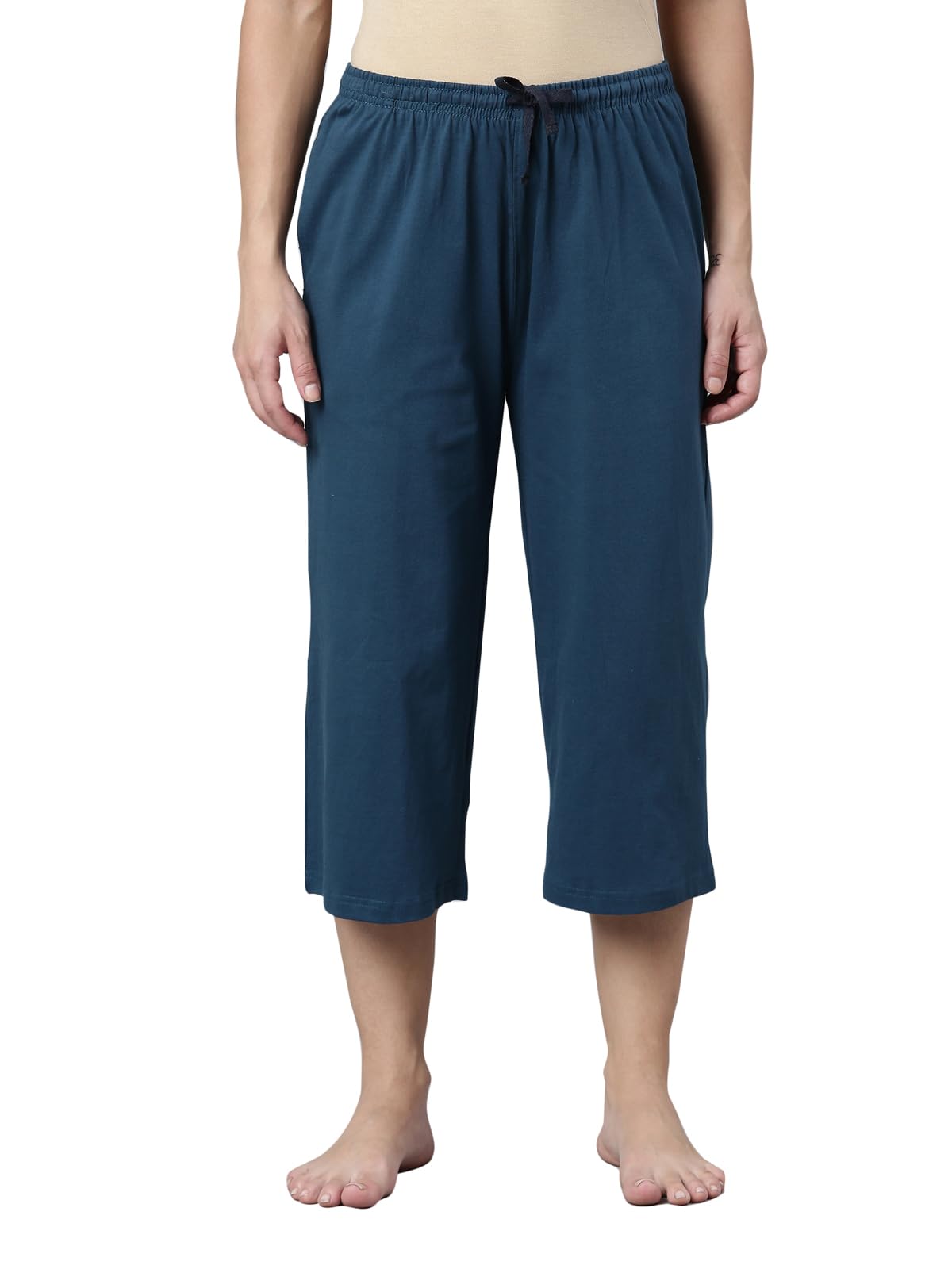 kryptic Women’s Cotton Capri | Relaxed Fit Loungewear Bottoms with Adjustable Waistband & Side Pocket | Soft Breathable Fabric Casual & Nightwear for Daily Comfort-picture-24