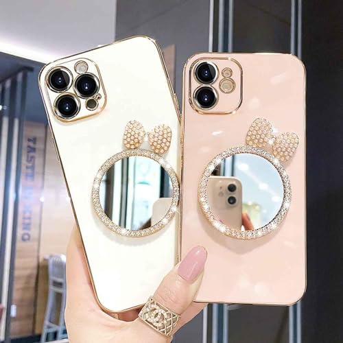 Image of KC Back Cover for Mi Redmi Note 14 Pro Plus 5G - Round Bow Mirror Electroplated Soft Silicone Camera Protection Case - Pink
