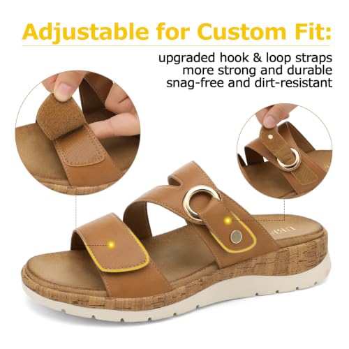 Image of UBFEN Womens Slides Sandals Comfortable Low Wedge Arch Support for Walking
