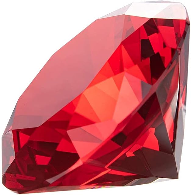 LONGWIN 80mm(3.1 inch) Crystal Diamond Paperweight Ornament Home Venue Decorations Solid Color Red